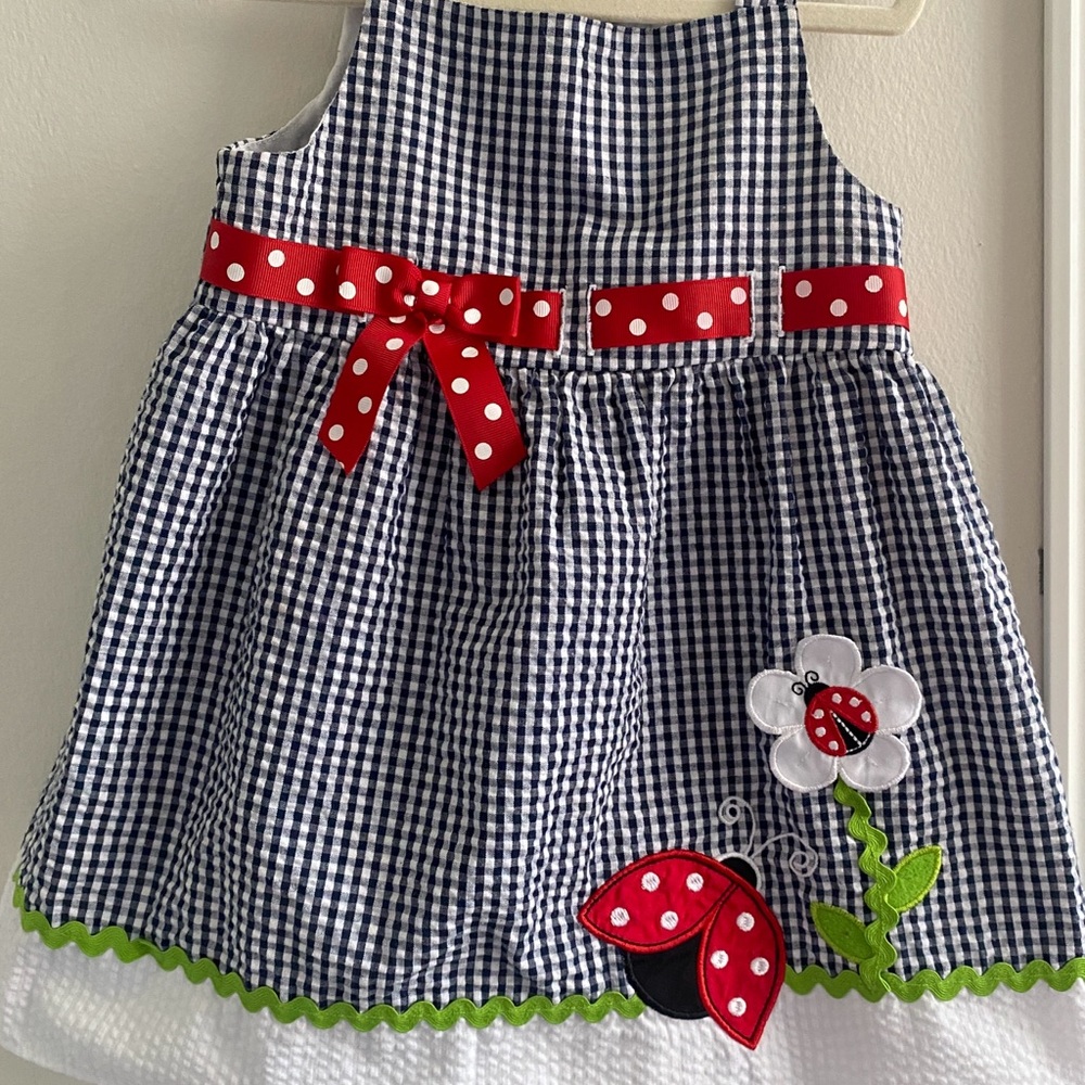 Rare Editions Navy and Red Gingham Dress